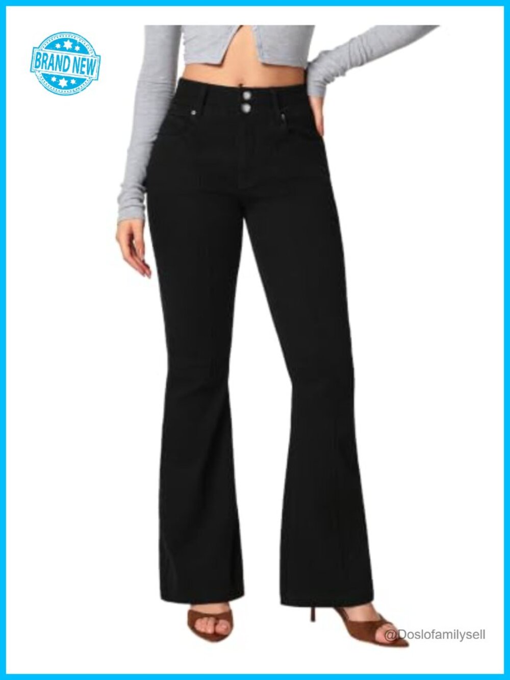 Stretchy Bootcut Jeans for Women with Pockets Mid Rise